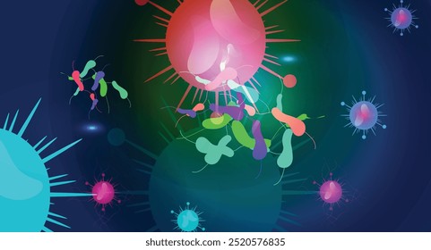 Coronavirus 2019-nCoV. Coronavirus 2019-nCoV outbreak. Virus cells on colorful background.
