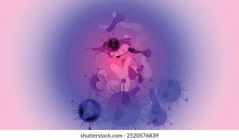 Coronavirus 2019-nCoV. Coronavirus 2019-nCoV outbreak. Virus cells on colorful background.
