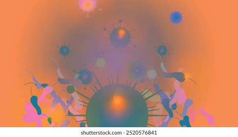 Coronavirus 2019-nCoV. Coronavirus 2019-nCoV outbreak. Virus cells on colorful background.
