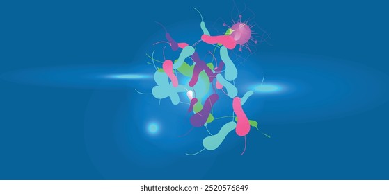 Coronavirus 2019-nCoV. Coronavirus 2019-nCoV outbreak. Virus cells on colorful background.
