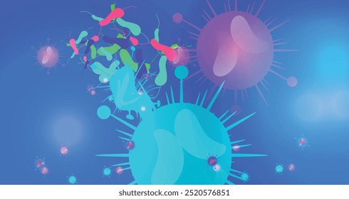 Coronavirus 2019-nCoV. Coronavirus 2019-nCoV outbreak. Virus cells on colorful background.
