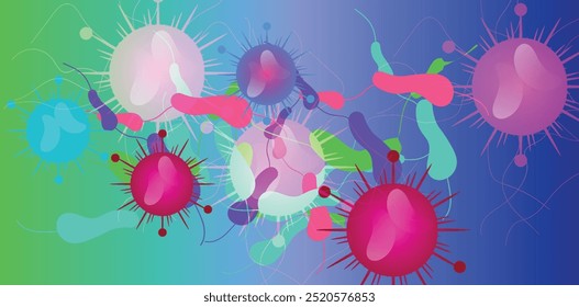 Coronavirus 2019-nCoV. Coronavirus 2019-nCoV outbreak. Virus cells on colorful background.
