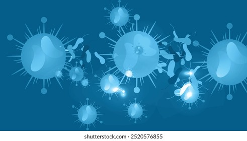 Coronavirus 2019-nCoV. Coronavirus 2019-nCoV outbreak. Virus cells on colorful background.
