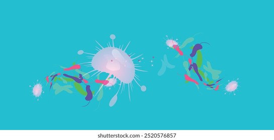 Coronavirus 2019-nCoV. Coronavirus 2019-nCoV outbreak. Virus cells on colorful background.
