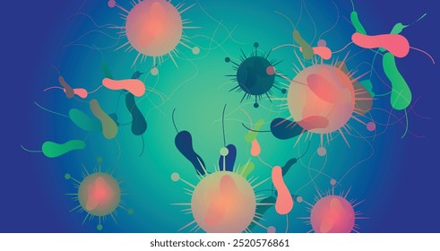 Coronavirus 2019-nCoV. Coronavirus 2019-nCoV outbreak. Virus cells on colorful background.
