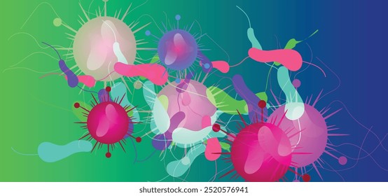 Coronavirus 2019-nCoV. Coronavirus 2019-nCoV outbreak. Virus cells on colorful background.
