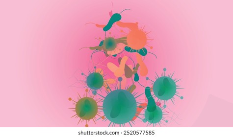 Coronavirus 2019-nCoV. Coronavirus 2019-nCoV outbreak. Virus cells on colorful background.
