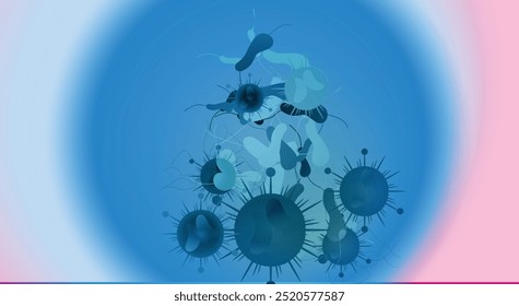 Coronavirus 2019-nCoV. Coronavirus 2019-nCoV outbreak. Virus cells on colorful background.
