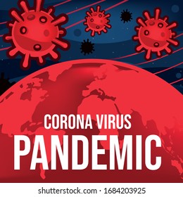 Coronavirus (2019-nCoV). Coronavirus pandemic with earth map  illustrations. Corona virus background vector illustration