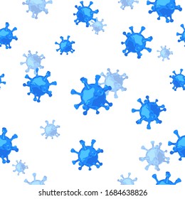Coronavirus (2019-nCoV) seamless pattern. Background for articles about pandemic of coronavirus Covid-19. Vector illustration. Blue cells of virus. Coronavirus news.