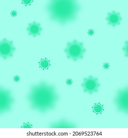 Coronavirus 2019-nCoV seamless pattern on light blue background. Bacteria and germs disease causing, Biological microorganisms wallpaper, banner, backdrop vector illustration