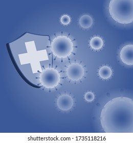 Coronavirus 2019-nCoV. Security shield for virus protection background. Creative Design Template vector illustration.