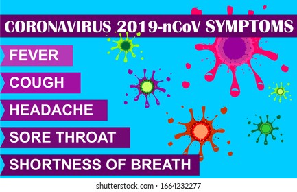Coronavirus 2019-nCoV symptoms informative vector banner