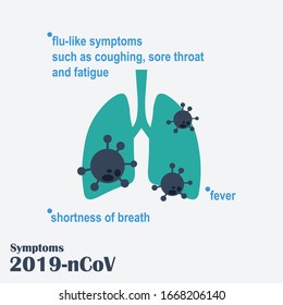 Coronavirus 2019-nCoV symptoms. Pneumonia disease. Stop coronavirus. Coronavirus outbreak in China. Vector illustration.