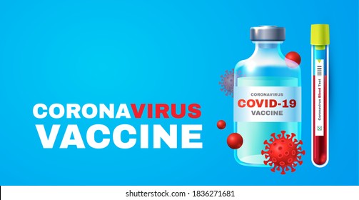 Coronavirus 2019-nCoV Vaccile. Stop Coronavirus design with realistic glossy medical syringe. Healthcare design.
