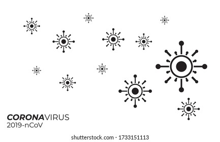 Coronavirus 2019-nCoV vector image. Illustration of covid1-19 virus color Black on a white background. Banner banner typography about the Corona virus outbreak