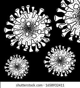 Coronavirus 2019-nCov Virus drawing illustration of worlwide epidemic illness. Corona global probelm spread viral