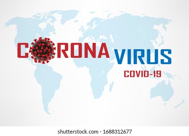 Coronavirus 2019-ncov. Virus outbreak banner. Coronavirus with World Map on background. vector Illustration