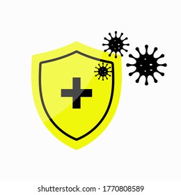 Coronavirus 2019-shield protection icon. Vector of the bacteria protection logo. Isolated vector virus icon on a white background for a poster, banner, or leaflet.