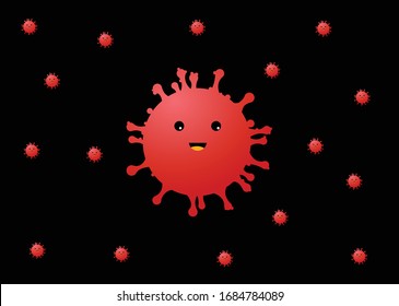 Coronavirus 2020- Covid-19. Corona virus icon. Black background isolated. influenza pandemic Vector illustration