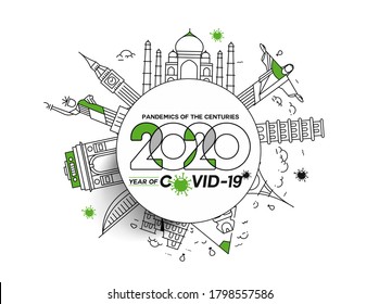 Coronavirus 2020 Pandemics of centuries. Vector Illustration.