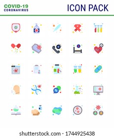 CORONAVIRUS 25 Flat Color Icon set on the theme of Corona epidemic contains icons such as sign; medical; hand sanitizer; hiv; aids viral coronavirus 2019-nov disease Vector Design Elements