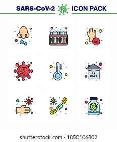 CORONAVIRUS 9 Línea rellena Icono de color plano sobre el tema de la epidemia de corona contiene íconos como el virus de la corona; fallo; laboratorio; bacterias; enfermedad coronavirus viral de la enfermedad 2019-nov Elementos de diseño de vectores