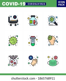 CORONAVIRUS 9 Filled Line Flat Color Icon zum Thema Corona-Epidemie enthält Symbole wie Blut; Särge; Corona; Verwertungsgesellschaften; Grippevirales Coronavirus 2019-nov Krankheit Vectordesign Elements
