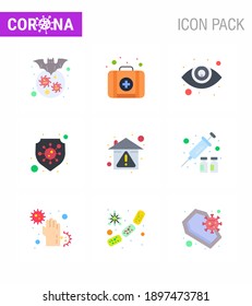 CORONAVIRUS 9 Icono de color plano sobre el tema de la epidemia de corona contiene íconos como la prevención; hogar; atención ocular; virus; enfermedad coronavirus viral de seguridad 2019-nov Elementos de diseño de vectores