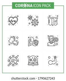 CORONAVIRUS 9 Line Icon zum Thema Corona-Epidemie enthält Symbole wie Epidemie; Waschen; Chemie; medizinisch, Seifenviruscoronavirus 2019-nov Krankheit Vectordesign Elements