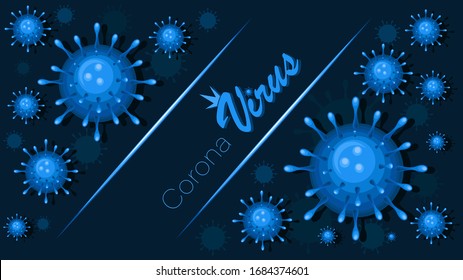 Fondo abstracto de Coronavirus. Enfermedad de ataque infeccioso. Ilustración vectorial para uso científico y médico, informando, evitando la propagación de infecciones virales 2019-nCoV, Covid-19.