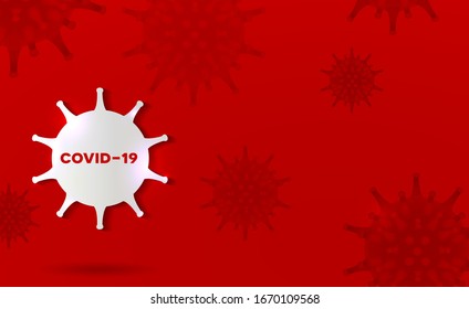 Coronavirus abstract design bright red background. 