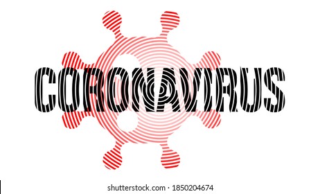 Coronavirus abstract lettering font consists of circles superimposed on each other, isolated on white background using virus icon. Vector.