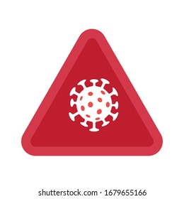 Signo de alerta de Coronavirus. Icono de riesgo de triángulo para la propagación viral pandémica.