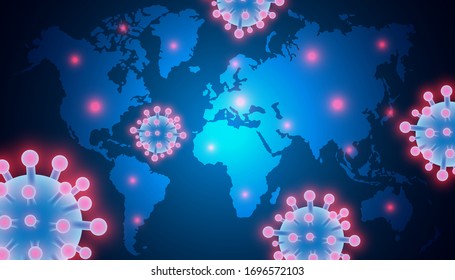 Coronavirus all around the world, the spread of novel coronavirus, Covid-2019, dangerous virus, pandemic