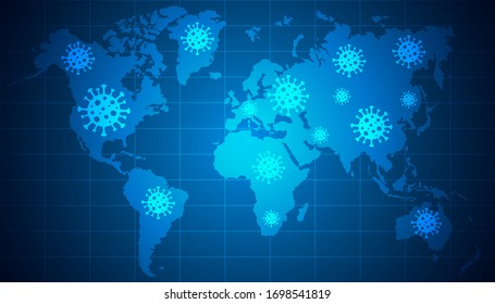 Coronavirus en todo el mundo, la propagación del nuevo coronavirus, Covid-2019, virus peligrosos, pandemia