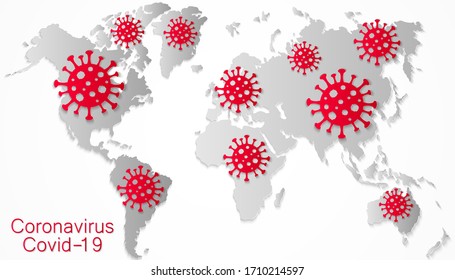 Coronavirus all around the world, the spread of novel virus, Covid-2019, dangerous virus, pandemic