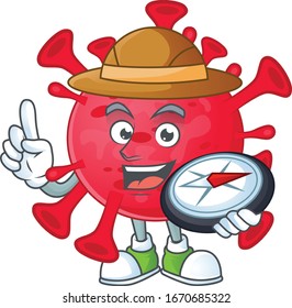 Coronavirus amoeba an experienced explorer working using a compass