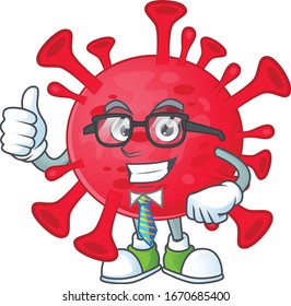 Coronavirus amoeba successful Businessman cartoon design with glasses and tie