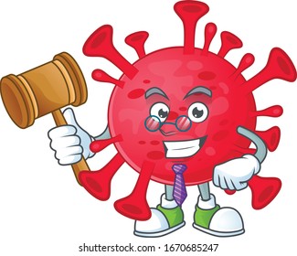 Coronavirus amoeba wise judge cartoon character design with cute glasses