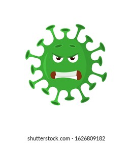 Coronavirus angry cartoon character. Flat style. Vector illustration.