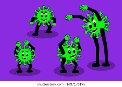 Coronavirus angry, scary and frightened cartoon character. Flat style. Vector illustration for medicine concept design.
