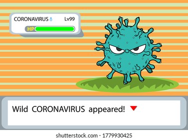 Coronavirus appeared to attack, a vector illustration of Covid-19 virus appears in video game style visual.