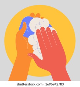 Coronavirus around the world. COVID-19. Concept of coronavirus prevention, wash hands with soap