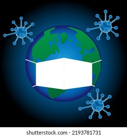 Coronavirus attacking the earth,earth cartoon,Corona virus concept.vector illustration