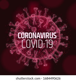 Coronavirus attention background. Microscopic bacterium covid-19. World global pandemic. Vector illustration EPS10.