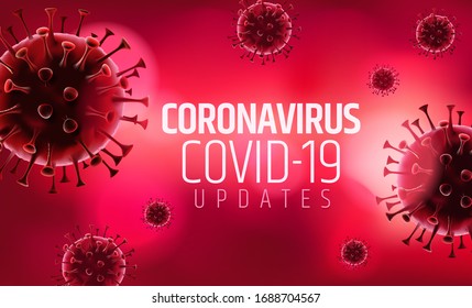 Coronavirus attention background. Microscopic bacterium covid-19. World global pandemic. Vector illustration EPS10.
