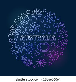 Coronavirus in Australia vector round concept thin line colored illustration on dark background