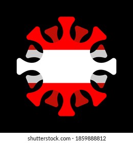 Coronavirus in Austria. Microbe COVID-2019 in Austrian flag. World epidemic. Pandemic. Country in lockdown