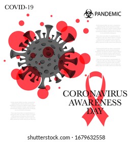 Coronavirus awareness day background with virus silhouette and red circles